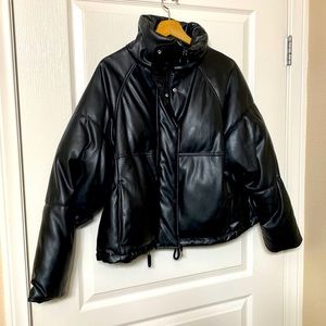 Topshop Faux Leather Cropped Bomber Jacket